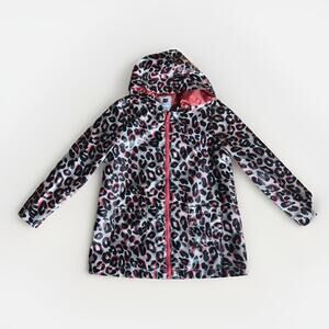 Gymboree Girls Leopard Print Hooded Rain Jacket Pink Black Size M (7-8)
